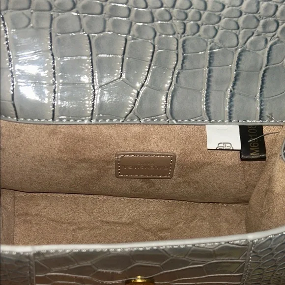 Gray Crocodile Embossed Handbag - Picture 6 of 7